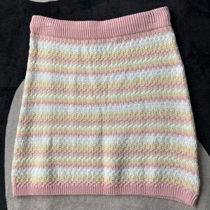 Pink Striped Nit Skirt-Size M